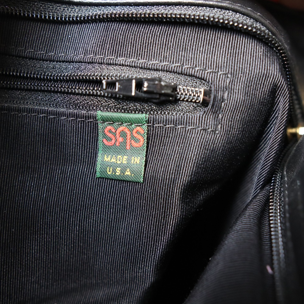 SAS Crossbody Shoulder Handbag Black Leather Genuine Handmade USA Vintge Y2K 90s